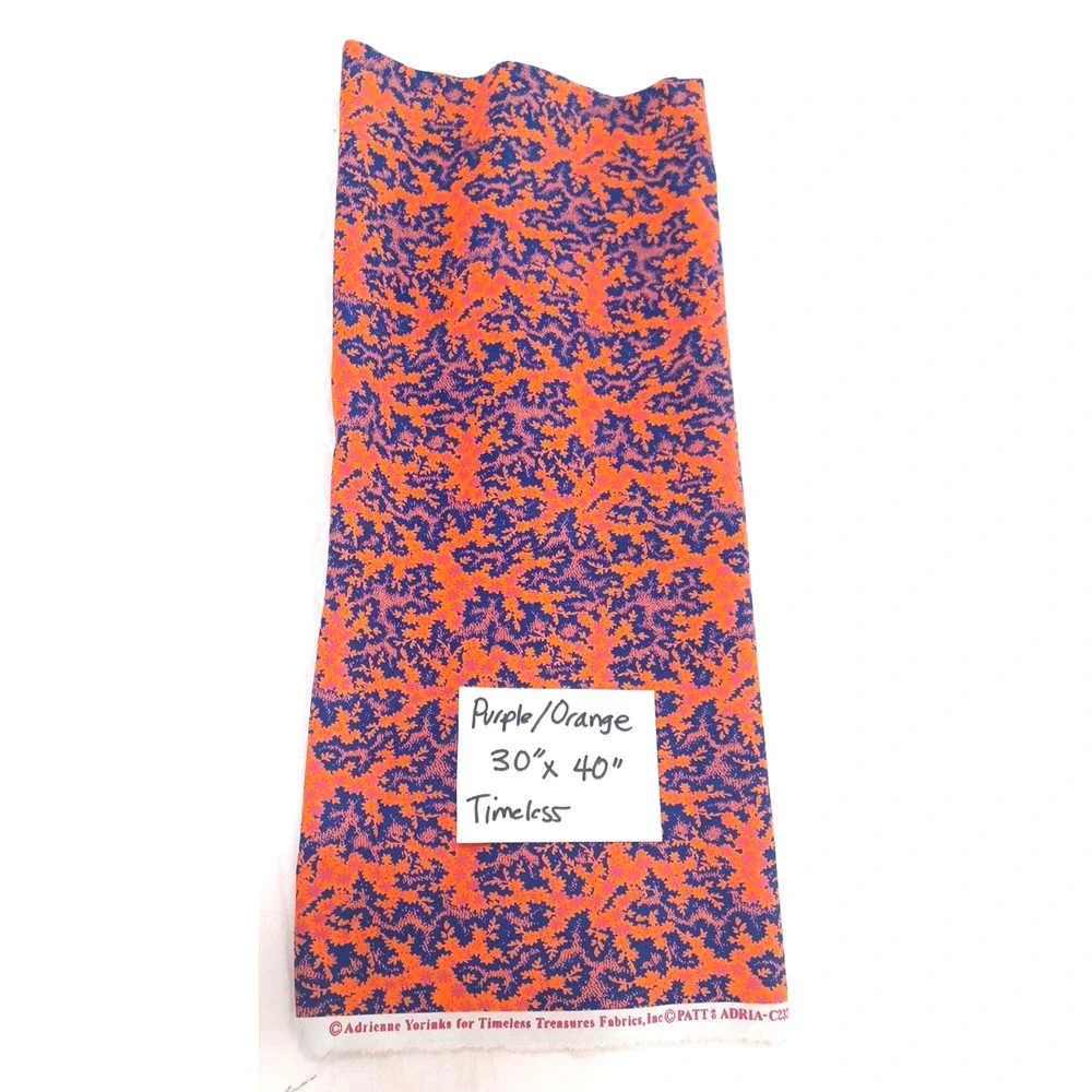 Orange Purple Adria Adrienne Yorinks Timeless Cotton Fabric 1 Pc 30